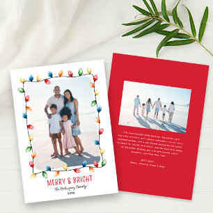 Cartes Pour Fêtes Annuelles Guirlande de Noël à l'aquarelle Joyeux & Lumineux