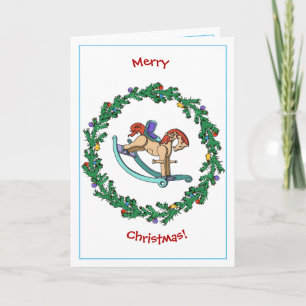 Cartes Pour Fêtes Annuelles Guirlande de Noël avec le cheval de basculage