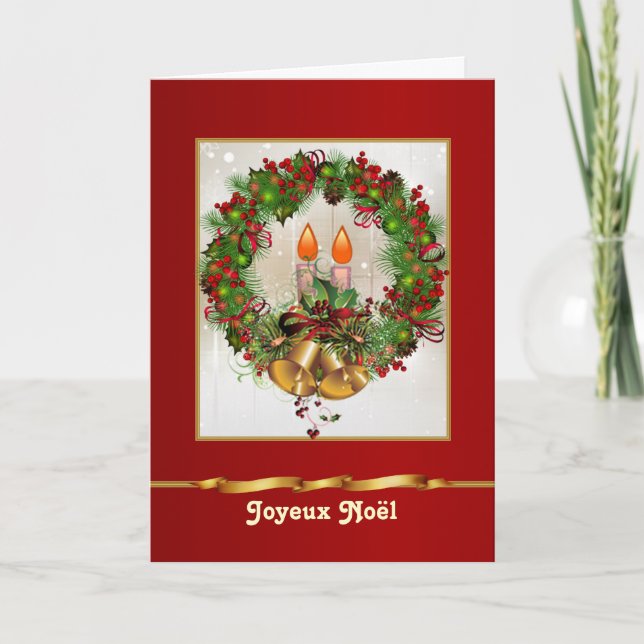 Cartes Pour Fêtes Annuelles Guirlande de pin de houx, bougies, Noël de (Devant)