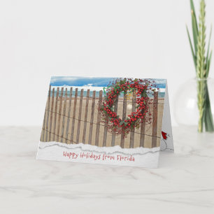 Cartes Pour Fêtes Annuelles Guirlande de plage de baie de Noël sur la barrière