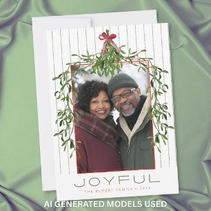Cartes Pour Fêtes Annuelles Guirlande de verdure de gui joyeux Photo Noël