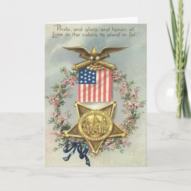 Cartes Pour Fêtes Annuelles Guirlande d'Eagle de médaille de guerre civile des (Devant)