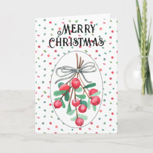 Cartes Pour Fêtes Annuelles Guirlande personnalisée de Noël Gui et Baies Rouge