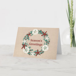 Cartes Pour Fêtes Annuelles Guirlande rustique côtière de Noël de plage