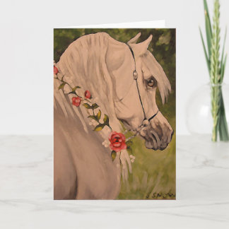 Cartes Pour Fêtes Annuelles "Guirlande tête de cheval Arabe de roses"