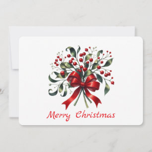 Cartes Pour Fêtes Annuelles Guirouette élégante à l'aquarelle avec ruban rouge