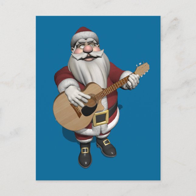 Cartes Pour Fêtes Annuelles Guitar de Santa Plays (Devant)