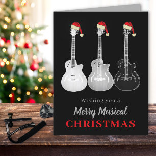 Cartes Pour Fêtes Annuelles Guitare Cool Noël Noir et Blanc