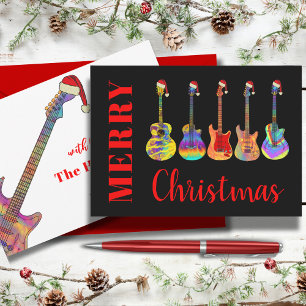 Cartes Pour Fêtes Annuelles Guitare de Noël cool Santas