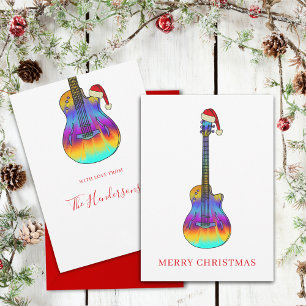 Cartes Pour Fêtes Annuelles Guitare de Noël personnalisée Psychedelique cool
