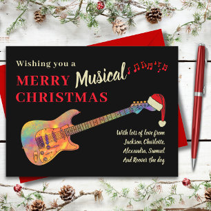 Cartes Pour Fêtes Annuelles Guitare de Noël Personnalisée Rétro Groovy