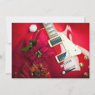 Cartes Pour Fêtes Annuelles Guitare électrique rouge avec ornements de Noël