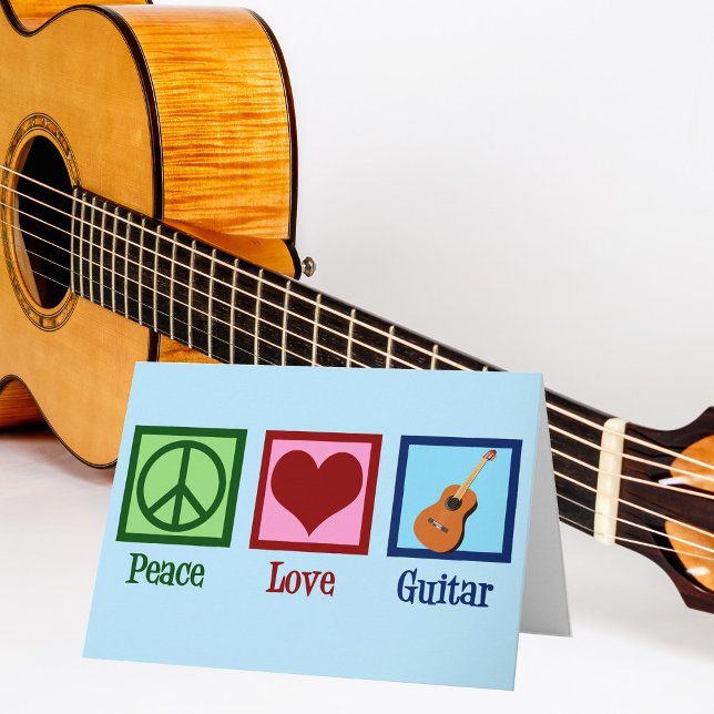 Cartes Pour Fêtes Annuelles Guitare Peace Love (Créateur téléchargé)