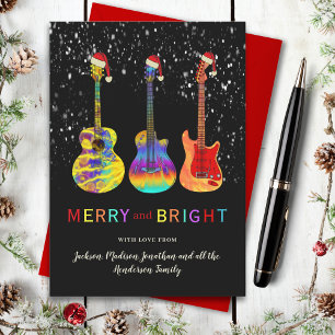 Cartes Pour Fêtes Annuelles Guitare personnalisée Noël Merry and Bright