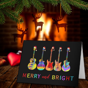 Cartes Pour Fêtes Annuelles Guitares de Noël Joyeuses et brillantes