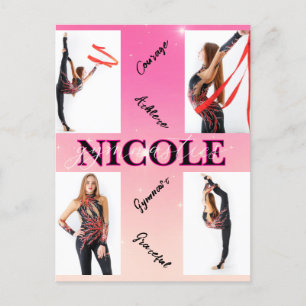 Cartes Pour Fêtes Annuelles Gymnastique enchevêtrée rose 4 Photo Encouragement