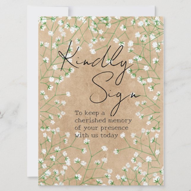 Cartes Pour Fêtes Annuelles Gypsophila Flowers Rustic Kindly Signer Livre d'In (Devant)