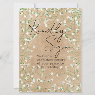 Cartes Pour Fêtes Annuelles Gypsophila Flowers Rustic Kindly Signer Livre d'In