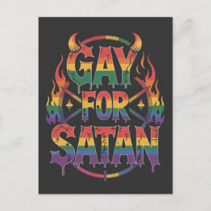 Cartes Pour Fêtes Annuelles Hail Gay Satan Rainbow Baphomet Devil Goat LGBTQ