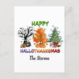 Cartes Pour Fêtes Annuelles Hallothanksmas heureux avec des arbres
