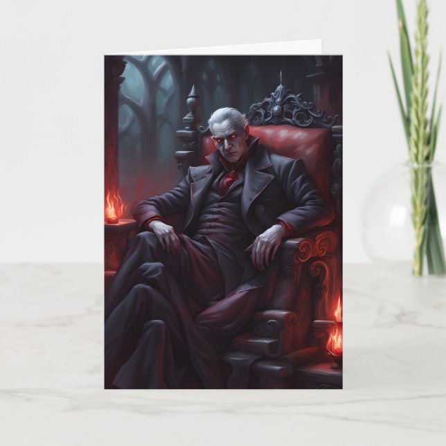 Cartes Pour Fêtes Annuelles Halloween assis dans le comte des vampires (Devant)