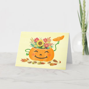 Cartes Pour Fêtes Annuelles Halloween automne Citrouille floral