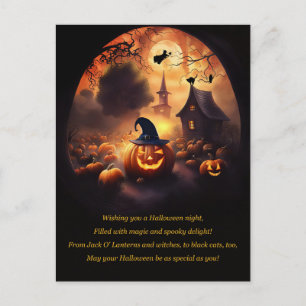 Cartes Pour Fêtes Annuelles Halloween avec Jack-o'-lantern Witch Cute