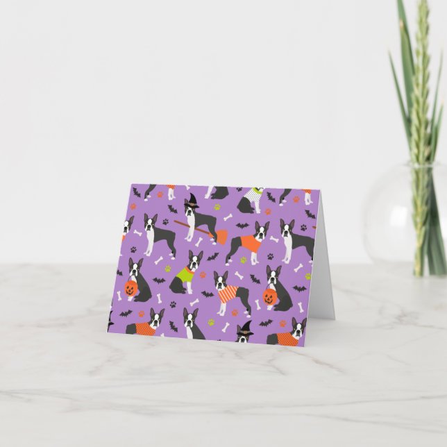Cartes Pour Fêtes Annuelles Halloween Boston Terrier (Devant)