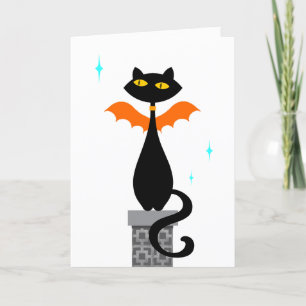 Cartes Pour Fêtes Annuelles Halloween Chat Bat