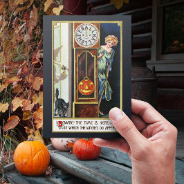 Cartes Pour Fêtes Annuelles Halloween Chat Chat Noir Sorcière vintage