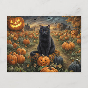 Cartes Pour Fêtes Annuelles Halloween Chat noir Citrouille Patte mignonne