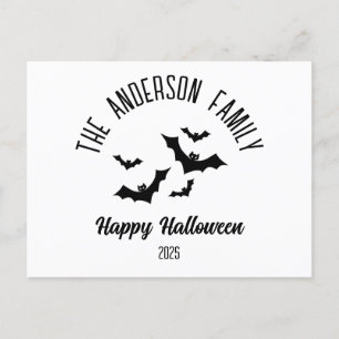Cartes Pour Fêtes Annuelles Halloween chauves-souris noires Nom personnalisé A