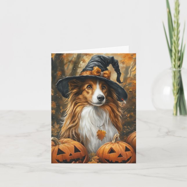 Cartes Pour Fêtes Annuelles Halloween Collie/Sheltie (Devant)