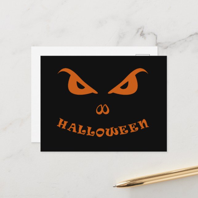 Cartes Pour Fêtes Annuelles Halloween éffrayant effrayant visage (Devant/Arrière en situation)