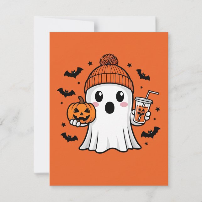 Cartes Pour Fêtes Annuelles Halloween Fantôme Mignon (Devant)