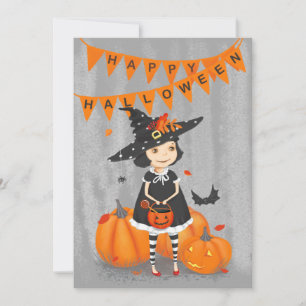 Cartes Pour Fêtes Annuelles Halloween jolie petite sorcière
