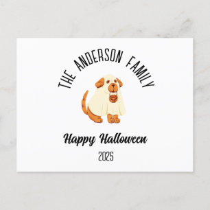Cartes Pour Fêtes Annuelles Halloween mignon chien costume de fantôme Nom pers