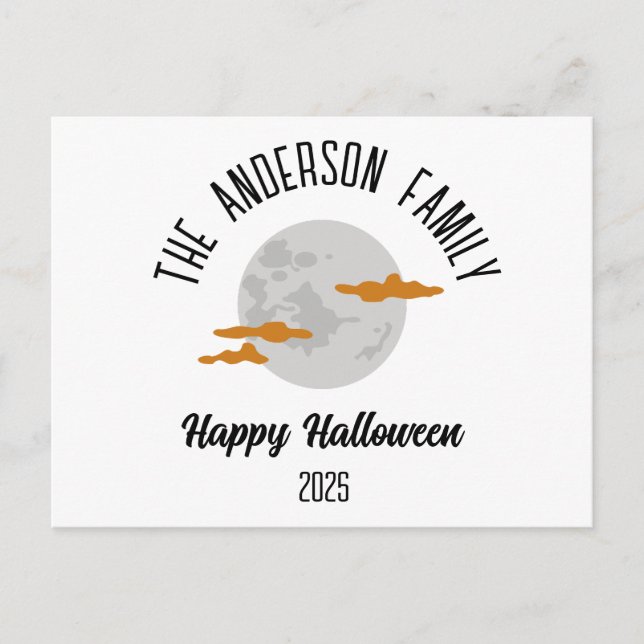 Cartes Pour Fêtes Annuelles Halloween Pleine lune brillante Nom personnalisé (Devant)