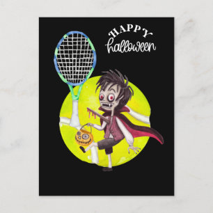 Cartes Pour Fêtes Annuelles Halloween pour Joueur de Tennis avec raquette et b