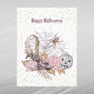 Cartes Pour Fêtes Annuelles Halloween rose Citrouille Spider Web