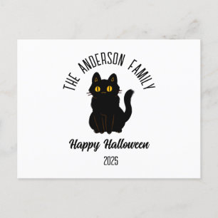 Cartes Pour Fêtes Annuelles Halloween Scary Black Cat Nom personnalisé