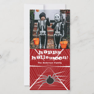 Cartes Pour Fêtes Annuelles Halloween Scary Black Spider et Web Kid's Photo