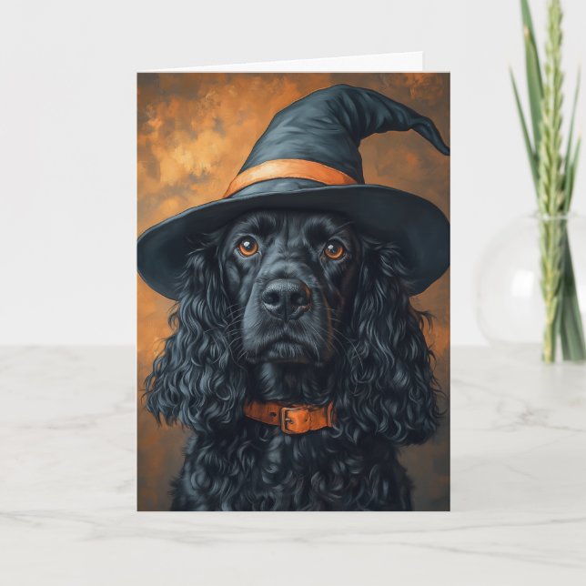 Cartes Pour Fêtes Annuelles Halloween sorcière Cocker (Devant)