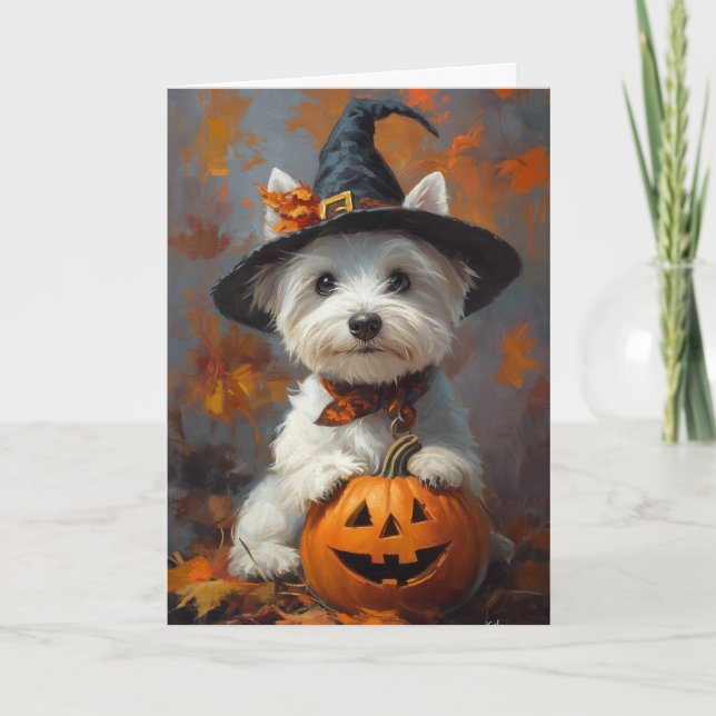 Cartes Pour Fêtes Annuelles Halloween Westie Witch (Devant)