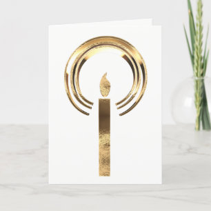 Cartes Pour Fêtes Annuelles Halo autour de la flamme de bougie or Noël élégant