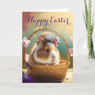 Cartes Pour Fêtes Annuelles Hamster adorable dans un panier de Pâques