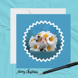 Cartes Pour Fêtes Annuelles Hamster avec bouquet de fleurs de marguerite Vacan