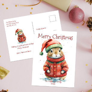 Cartes Pour Fêtes Annuelles Hamster festif mignon à Santa Hat Noël
