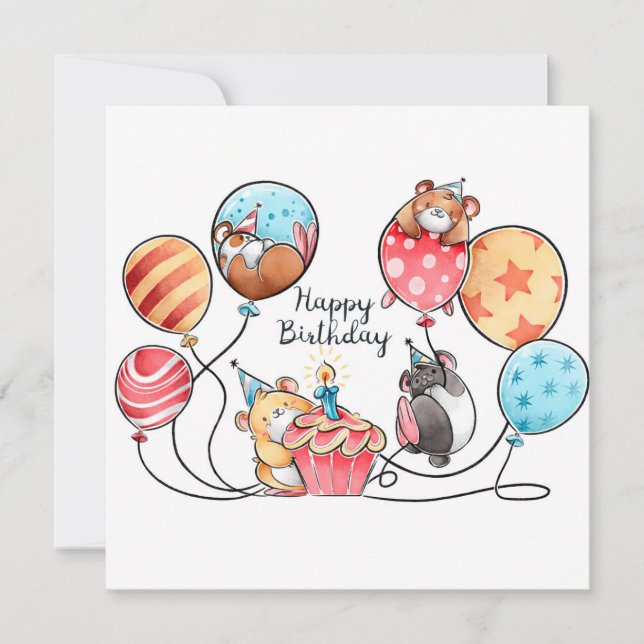 Cartes Pour Fêtes Annuelles Hamsters d'anniversaire (Devant)