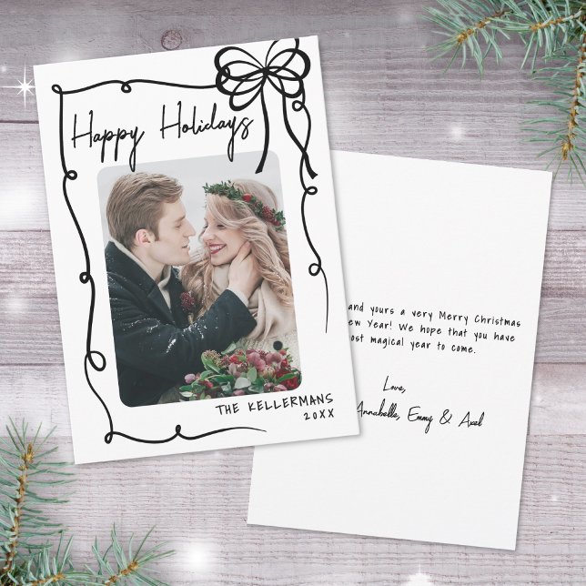 Cartes Pour Fêtes Annuelles Hand Drawn Happy (Hand Drawn Whimsical Christmas Happy Holidays Holiday Card)